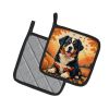 Bernese Mountain Dog Fall Pair of Pot Holders Kitchen Heat Resistant Pot Holders Sets Oven Hot Pads for Cooking Baking BBQ, 7 1/2 x 7 1/2
