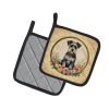 Schnauzer and Flowers Pair of Pot Holders Kitchen Heat Resistant Pot Holders Sets Oven Hot Pads for Cooking Baking BBQ, 7 1/2 x 7 1/2