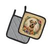 Wheaten Terrier and Flowers Pair of Pot Holders Kitchen Heat Resistant Pot Holders Sets Oven Hot Pads for Cooking Baking BBQ, 7 1/2 x 7 1/2