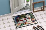 Old English Sheepdog Cozy Christmas Doormat Front Door Mat Indoor Outdoor Rugs for Entryway, Non Slip Washable Low Pile, 24H X 36W