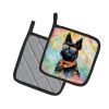 Scottish Terrier Hippie Dawg Pair of Pot Holders Kitchen Heat Resistant Pot Holders Sets Oven Hot Pads for Cooking Baking BBQ, 7 1/2 x 7 1/2