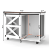 47.2" Mobile Dog Crate with Flip-Top Feeding Door, Dual-Access & 5 Caster System (2 Locking), Side Hooks - Multi-Functional Pet Kennel