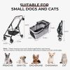 4-Wheel Foldable Pet Stroller for Dogs & Cats 360° Rotating Wheels, Separable Carrier & Travel Bag for Small Animals