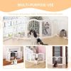 27.6" Height Tall Freestanding Pet Gate, 4 Panels Foldable Dog Gate, Solid Wood Folding Safety Fence Wooden Dog Gate with 2 pcs Support Feet Ideal for