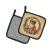 Tibetan Spaniel and Flowers Pair of Pot Holders Kitchen Heat Resistant Pot Holders Sets Oven Hot Pads for Cooking Baking BBQ, 7 1/2 x 7 1/2