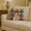 Red Heeler Australian Cattle Dog Christmas PoinsettIas Throw Pillow Decorative Indoor Outdoor Accent Cushion for Couch, Bed or Patio, 14Hx14W
