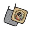 Saint Bernard and Flowers Pair of Pot Holders Kitchen Heat Resistant Pot Holders Sets Oven Hot Pads for Cooking Baking BBQ, 7 1/2 x 7 1/2