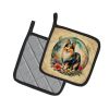 Sheltie and Flowers Pair of Pot Holders Kitchen Heat Resistant Pot Holders Sets Oven Hot Pads for Cooking Baking BBQ, 7 1/2 x 7 1/2