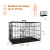 Dog Crate, 36 Inch Medium Dog Cage with Divider and Plastic Leak-Proof Pan Tray, Double Door Folding Metal Wire Cage for Indoor, Outdoor, and Travel,