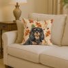 Black and Tan Cavalier Spaniel Heirloom Fall Throw Pillow Decorative Indoor Outdoor Accent Cushion for Couch, Bed or Patio, 14Hx14W