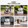 4-Wheel Foldable Pet Stroller for Dogs & Cats 360° Rotating Wheels, Separable Carrier & Travel Bag for Small Animals
