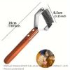 Double Sided Pet Grooming Brush - Efficient Shedding and Dematting Tool with Slicker Brush, Stainless Steel Pins, and Dematting Comb - Ergonomic Woode