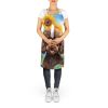 Chocolate Poodle in Sunflowers Apron Cooking Kitchen Server Baking Crafts Gardening for Adult Women Men, Unisex, Large, Multicolor