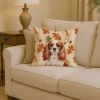 Blenheim English Toy Spaniel Heirloom Fall Throw Pillow Decorative Indoor Outdoor Accent Cushion for Couch, Bed or Patio, 14Hx14W