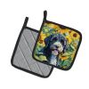 Portuguese Water Dog in Sunflowers Pair of Pot Holders Kitchen Heat Resistant Pot Holders Sets Oven Hot Pads for Cooking Baking BBQ, 7 1/2 x 7 1/2