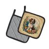 Welsh Springer Spaniel and Flowers Pair of Pot Holders Kitchen Heat Resistant Pot Holders Sets Oven Hot Pads for Cooking Baking BBQ, 7 1/2 x 7 1/2