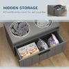 Elevated Dog Bowls, Large Breed Raised Dogs Bowl Stand with 2 Stainless Steel Bowls, Storage Drawer and Slow Feeder Mat
