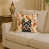 Black Cairn Terrier Heirloom Fall Throw Pillow Decorative Indoor Outdoor Accent Cushion for Couch, Bed or Patio, 14Hx14W