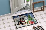 NEW Entlebucher Mountain Dog Cozy Christmas Doormat Front Door Mat Indoor Outdoor Rugs for Entryway, Non Slip Washable Low Pile, 18H X 27W
