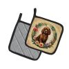 Irish Water Spaniel and Flowers Pair of Pot Holders Kitchen Heat Resistant Pot Holders Sets Oven Hot Pads for Cooking Baking BBQ, 7 1/2 x 7 1/2