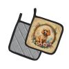 Poodle and Flowers Pair of Pot Holders Kitchen Heat Resistant Pot Holders Sets Oven Hot Pads for Cooking Baking BBQ, 7 1/2 x 7 1/2