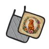 Nova Scotia Duck Tolling Retriever and Flowers Pair of Pot Holders Kitchen Heat Resistant Pot Holders Sets Oven Hot Pads for Cooking Baking BBQ, 7 1/2