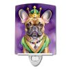 NEW French Bulldog King of Mardi Gras Ceramic Night Light Compact, UL-Certified, Ideal for Bedroom, Bathroom, Nursery, Hallway, Kitchen, 6x4x3, Multic