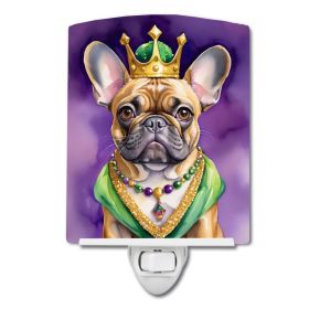 NEW French Bulldog King of Mardi Gras Ceramic Night Light Compact, UL-Certified, Ideal for Bedroom, Bathroom, Nursery, Hallway, Kitchen, 6x4x3, Multic (Default: Default)