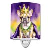 NEW French Bulldog King of Mardi Gras Ceramic Night Light Compact, UL-Certified, Ideal for Bedroom, Bathroom, Nursery, Hallway, Kitchen, 6x4x3