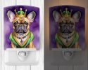 NEW French Bulldog King of Mardi Gras Ceramic Night Light Compact, UL-Certified, Ideal for Bedroom, Bathroom, Nursery, Hallway, Kitchen, 6x4x3, Multic
