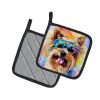 Yorkshire Terrier Hippie Dawg Pair of Pot Holders Kitchen Heat Resistant Pot Holders Sets Oven Hot Pads for Cooking Baking BBQ, 7 1/2 x 7 1/2